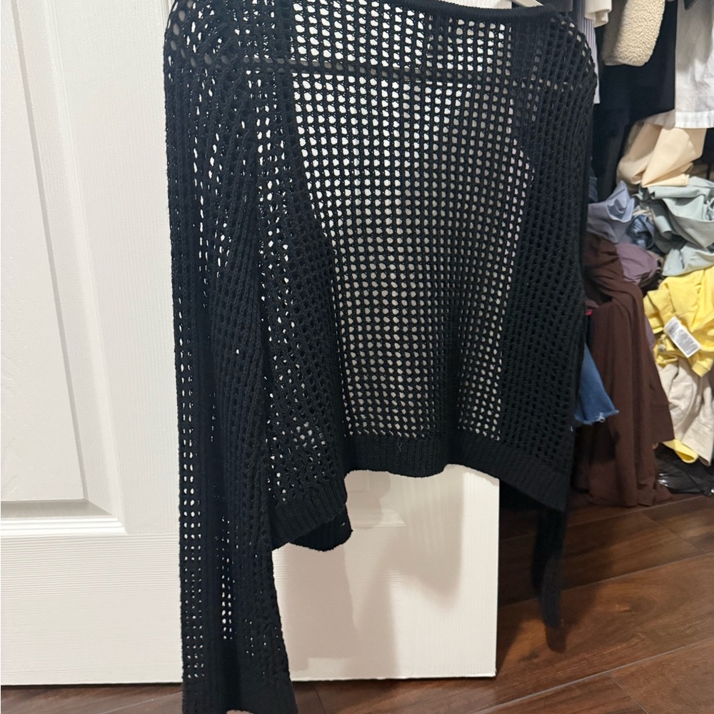 A New Day Black Open-Knit Crochet Cardigan - Picture 3 of 3